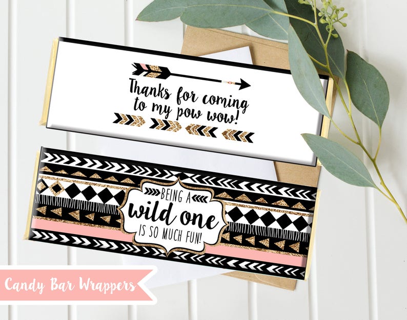 Tribal Wild one Birthday Invites and Decor Printable ANY AGE Pink Black Gold First Second Third Wild One Birthday Instant Download image 4