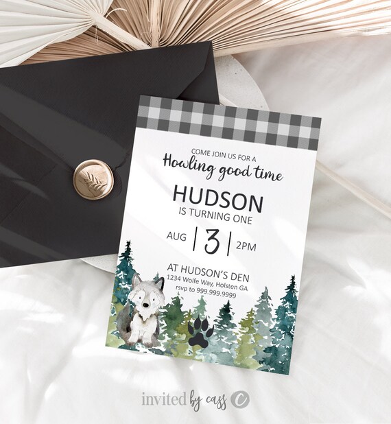 Howling Party Invitations | First Birthday, Second, Third | Howling Good Time Wolf Printable Boys 1st birthday | wolf Party | Boys Birthday Il_570xn