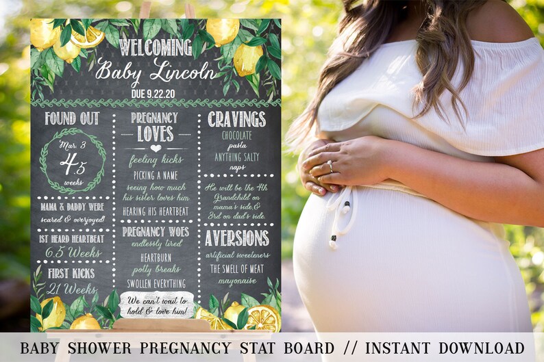 Lemons Baby Shower Pregnancy Chalkboard Printable Drive Thru Parade Shower Decoration Baby Shower Gift Download Instantly LM33
