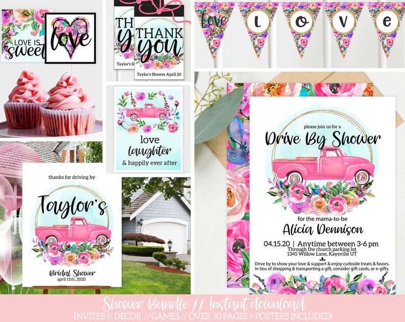 BUNDLE Invites Quarantine Bridal SHOWER Drive by Shower Etsy