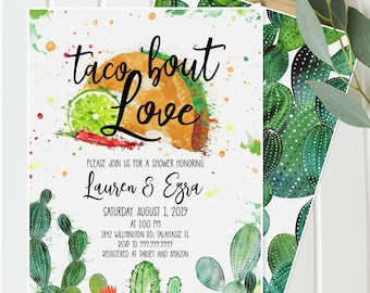 Fiesta Shower Invitation - Cactus, Taco Bout Love Baby, Bridal and/or Wedding Shower Southwestern Shower, Taco Tuesday Gender Neutral TB121