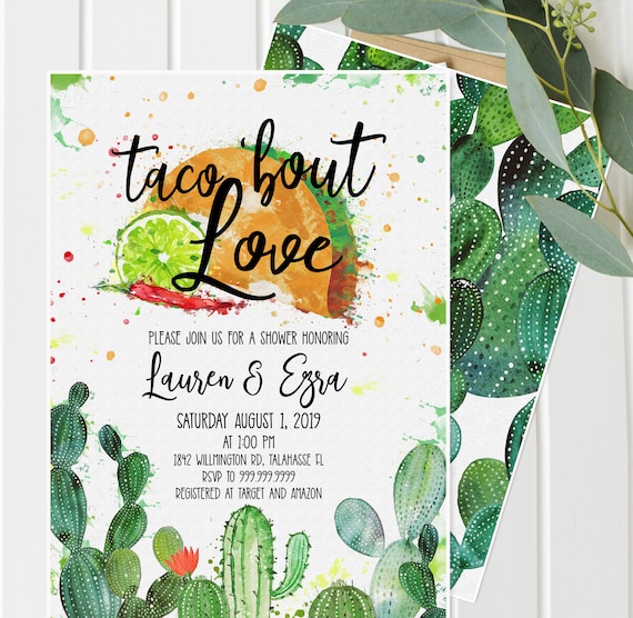 Fiesta Shower Invitation - Cactus, Taco Bout Love Baby, Bridal and/or Wedding Shower Southwestern Shower, Taco Tuesday Gender Neutral TB121 Il_570xn