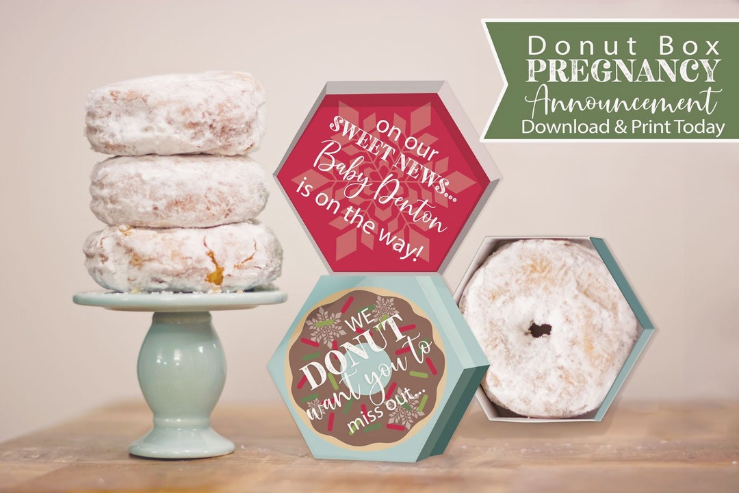 Christmas Pregnancy Announcement Donut Box - Printable - Grandparents ...