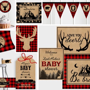 BUNDLE Buffalo Plaid Baby Shower Invitation Rustic Boy Baby Shower Invitation Decor Lumberjack Baby Shower Invitation Red Plaid image 7