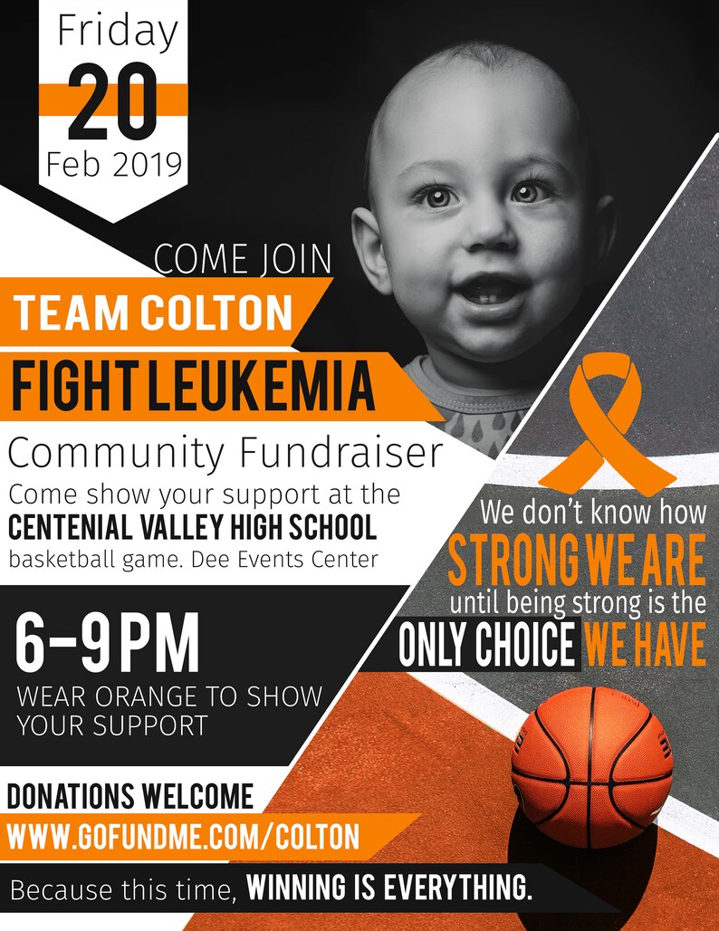 Leukemia Awareness / Fundraiser Flyer / Poster / Template / Etsy