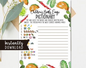 Fiesta Baby Shower Game - Children's book Emoji Pictionary - printable - ACTUALLY FUN shower games - Taco Bout Love Baby Southwestern TF117