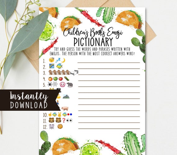 Fiesta Baby Shower Game - Children's book Emoji Pictionary - printable - ACTUALLY FUN shower games - Taco Bout Love Baby Southwestern TF117 Il_570xn