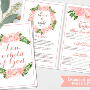 LDS Girls Baptism Program Fully Editable Photo Option, Printable Folded Baptism Program Great to be 8 Mormon Baptism Program INSTANT image 2