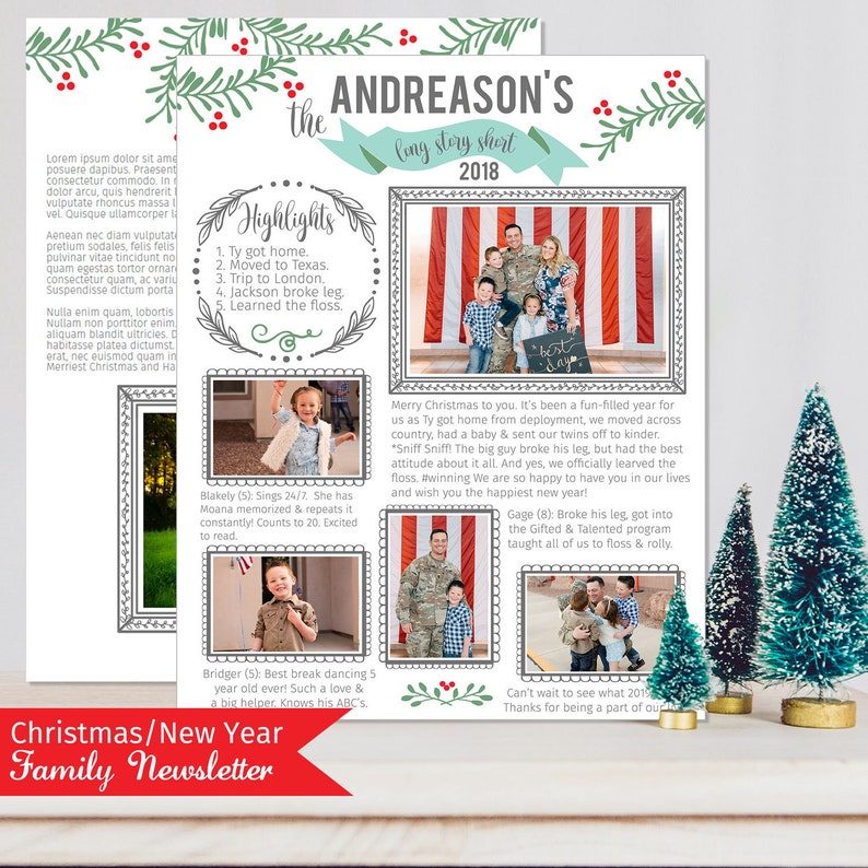 Christmas Family Newsletter Template | Year in Review Christmas Card ...