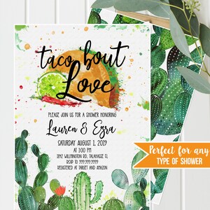 Fiesta Shower Invitation Cactus, Taco Bout Love Baby, Bridal and/or Wedding Shower Southwestern Shower, Taco Tuesday Gender Neutral TB121 image 8