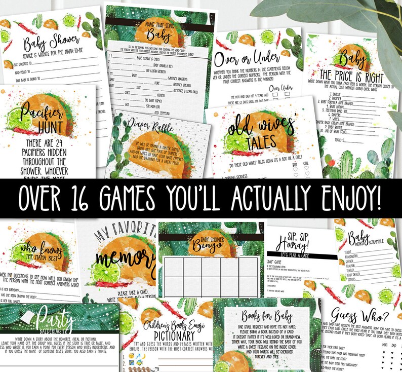 Fiesta Baby Shower Games Over 16 Printable Actually Fun Etsy