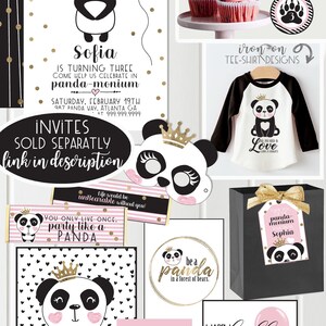 Panda Party Bundle Pink Panda Birthday Party Printable Decorations Set Instant Download Printable Girls Birthday Panda Princess image 2