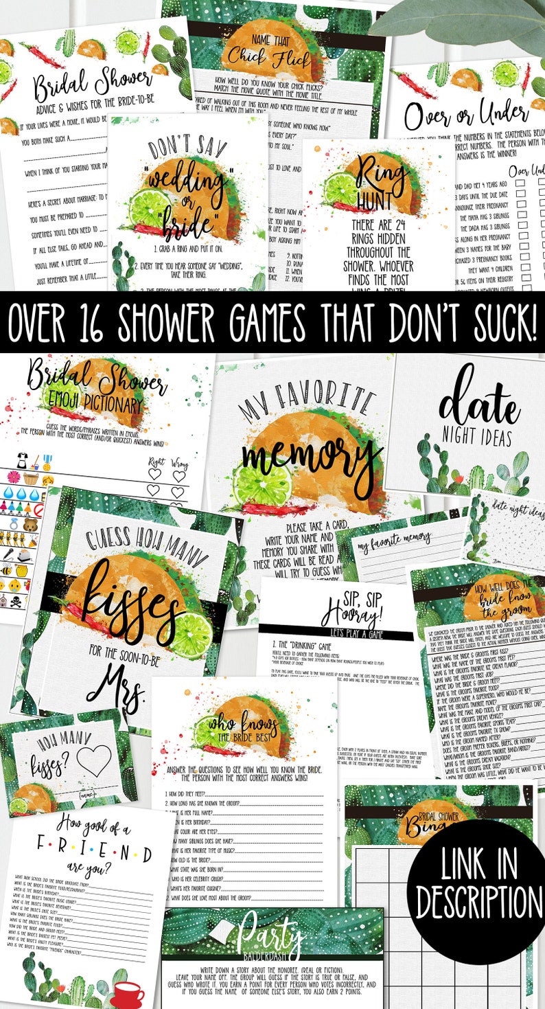 Fiesta Bridal Shower Game Don't Say Wedding / Bride Ring Game printable ACTUALLY FUN shower games Taco Bout Love Southwestern TB121 image 5