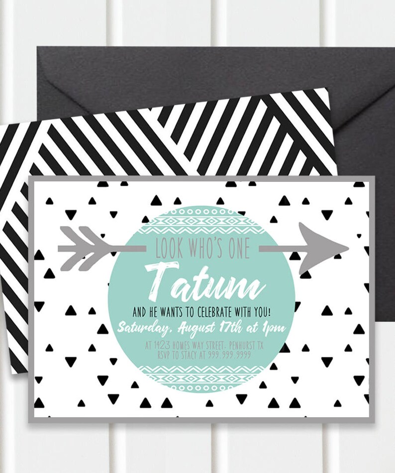 Geometric Tribal Birthday Invitations Printable Wild One - Etsy
