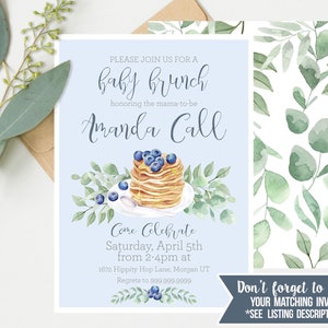 Bundle Baby Boy Shower Decor Shower Games, Printable Blue Greenery Pancakes Baby Brunch, Editable Watercolor, Instant Download DB19 image 4
