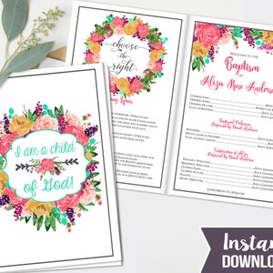 Girls LDS Baptism Program - Fully Editable - Printable Folded Baptism Program - Great to be 8 - Mormon Baptism Program -INSTANT DOWNLOAD