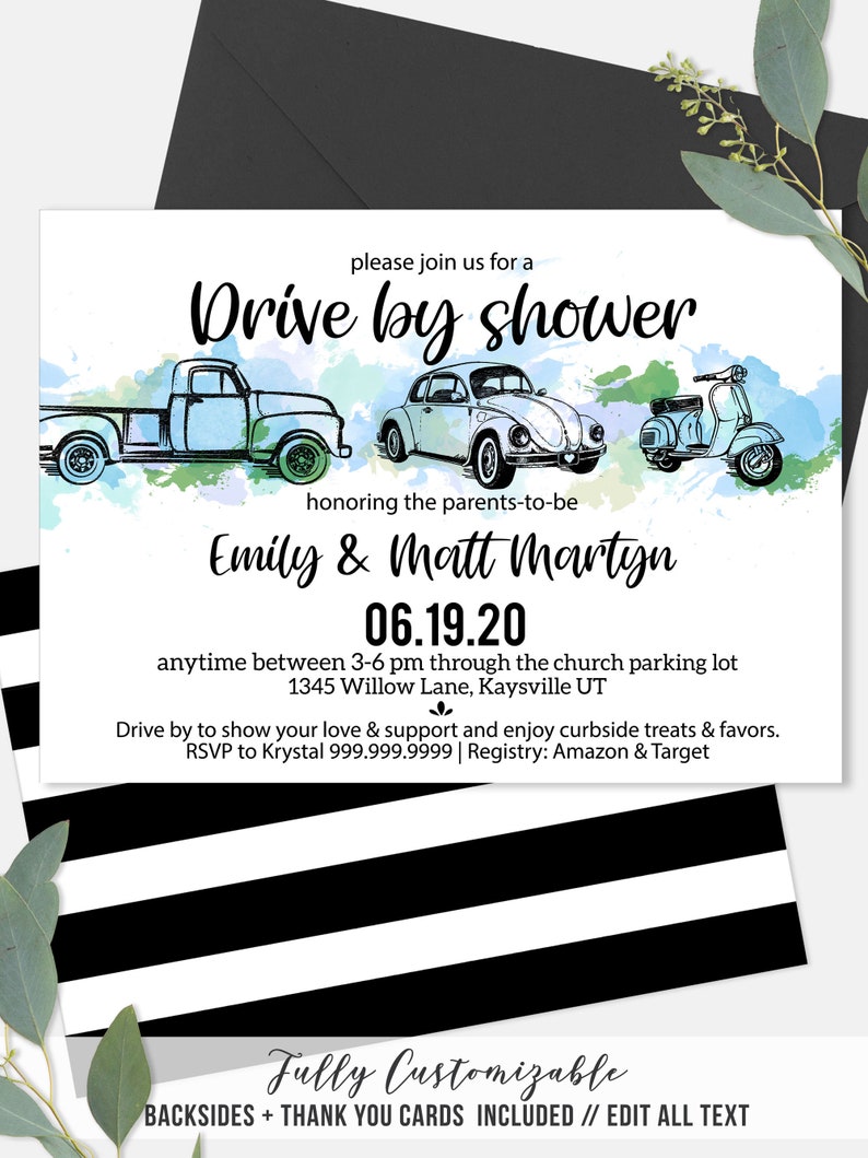 Drive by Shower Quarantine Party Blue Drive by Baby Shower Etsy