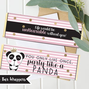 Panda Birthday Invitations and Decorations Black White and Pink with Gold Panda Princess Girls Birthday Full Collection Digital image 5