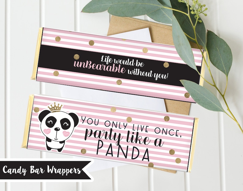 Panda Birthday Invitations and Decorations Black White and Pink with Gold Panda Princess Girls Birthday Full Collection Digital image 5