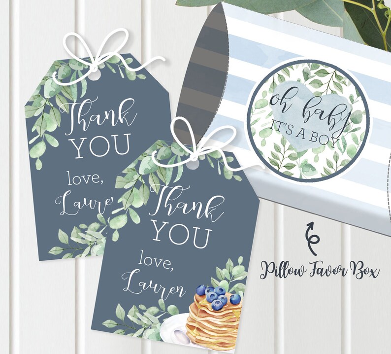 Bundle Baby Boy Shower Decor Shower Games, Printable Blue Greenery Pancakes Baby Brunch, Editable Watercolor, Instant Download DB19 image 7