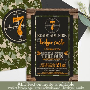 Camo Army Birthday Invitation: Editable Tween Party (Digital Download)