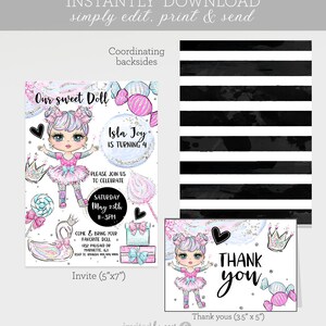 Editable Baby Doll Birthday Invitation Dolly &amp; Me Party Birthday Dolly ...