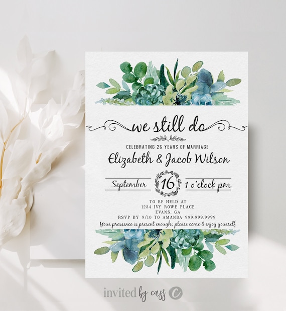 Vow Renewal, Reception, Anniversary Invitation Template, We still do, eucalyptus, Reception Invitation, Greenery, INSTANT DOWNLOAD Il_570xn