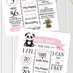 Panda Birthday Invitations and Decorations Black White and Pink with Gold Panda Princess Girls Birthday Full Collection Digital image 3