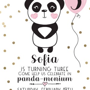 Panda Birthday Invitations and Decorations Black White and Pink with Gold Panda Princess Girls Birthday Full Collection Digital image 2
