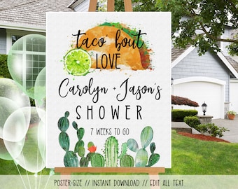 Quarantine Shower Poster - Taco Fiesta Drive By Shower - Drive By Shower Sign - Instant Download - Social Distance - Baby or Wedding