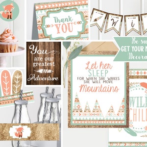 First Birthday Photo Banner Girls 1st Coral and gold Wild One Birthday Instant Download imagen 4