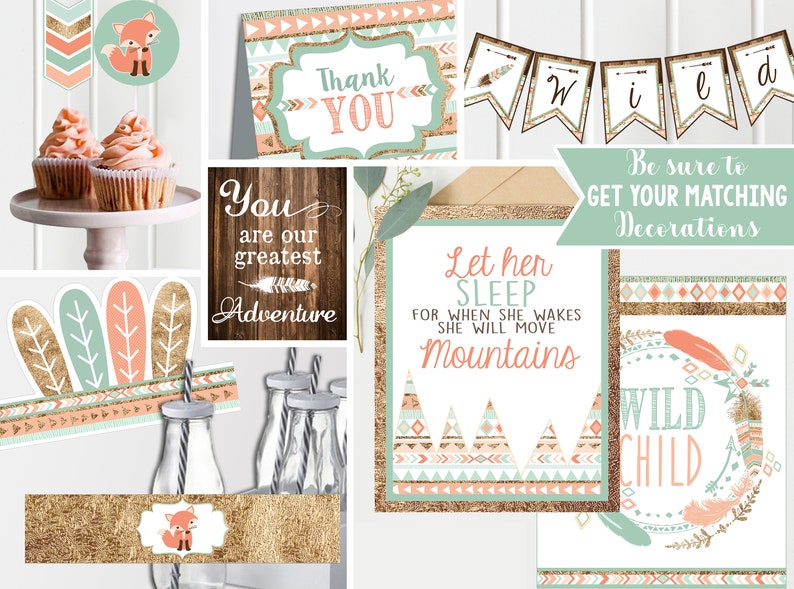 First Birthday Photo Banner Girls 1st Coral and gold Wild One Birthday Instant Download imagen 4