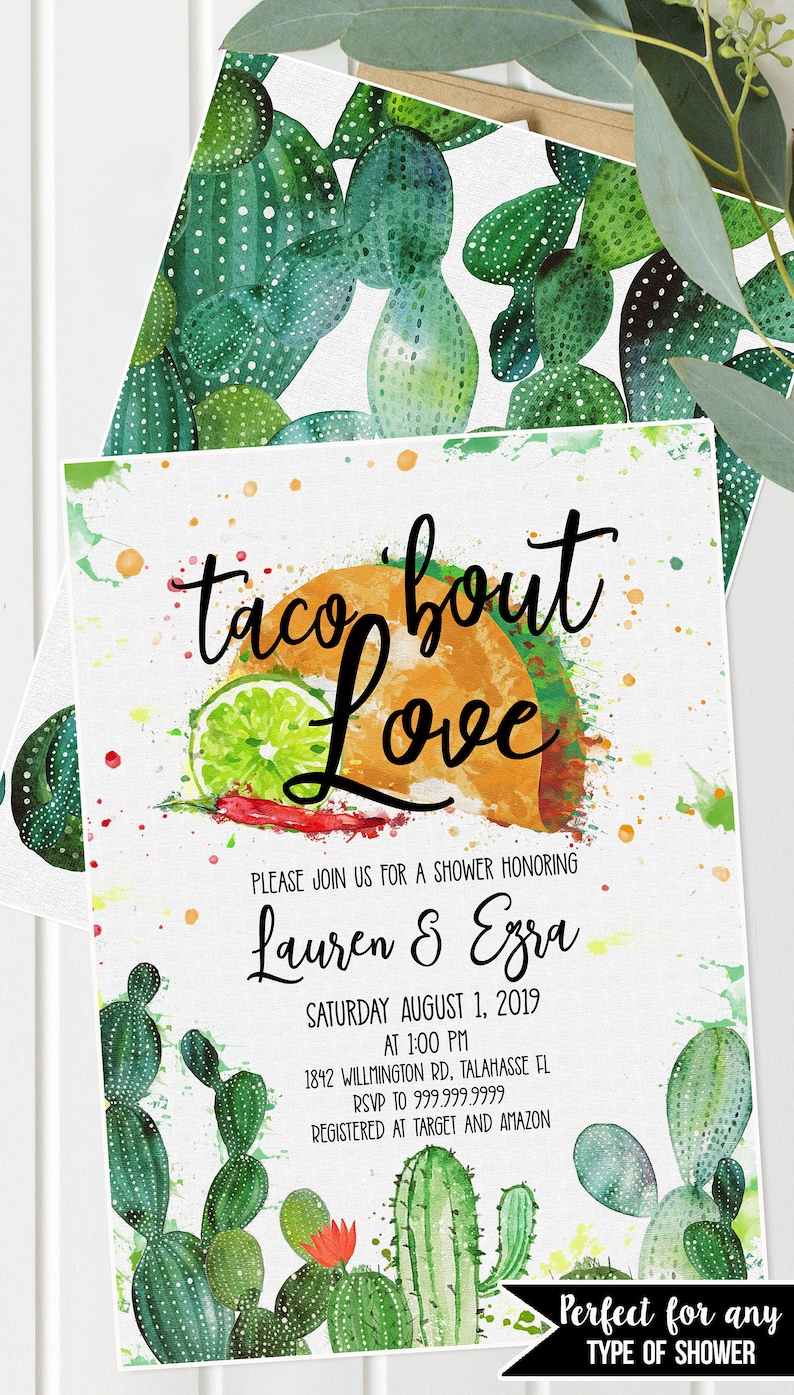 HUGE BUNDLE Taco Bridal Shower Invitation Decor Cactus image 2
