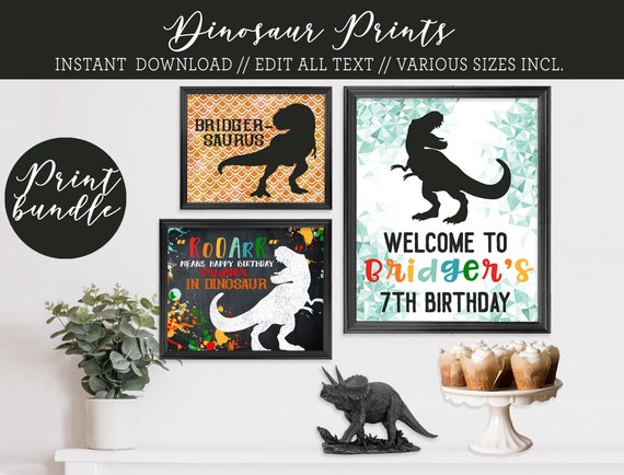 Printable Dinosaur Prints Dinosaur Birthday Party Decor T rex Printable Dinosaur Prints Dinosaur Birthday Party Decor T rex