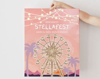 Editable Festival Welcome Sign, Coral Boho music festival baby shower, Ferris Wheel, BOHO, Music Festival DIY Sign/Poster