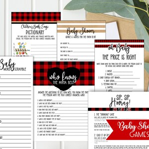 BUNDLE Buffalo Plaid Baby Shower Invitation Rustic Boy Baby Shower Invitation Decor Lumberjack Baby Shower Invitation Red Plaid image 5