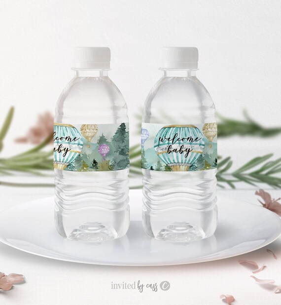 Adventure awaits Baby Shower Water Bottle Labels, Hot Air Balloon Bottle Labels Up up and away Decor, Baby, Baby Shower, Instant Download Il_570xn