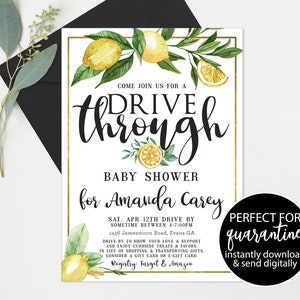 Drive Through Baby Shower- Quarantine Lemon Drive By party Invitation - Digital Invite - Social Distance - Baby Shower Invite -Download LM33