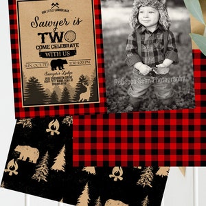 Lumberjack first birthday invites Photo Buffalo Plaid Lumberjack birthday Printable Invite Digital Download image 10