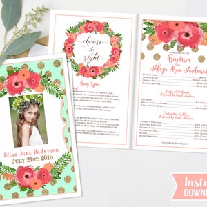 LDS Baptism Program - Fully Editable with Photo - Printable Folded Baptism Program - Great to be 8 - Mormon Baptism -INSTANT DOWNLOAD