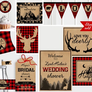 Buffalo Plaid Bridal Shower Invitation Rustic Shower Invites Flannel Lumberjack Wedding Shower Invitation Red Plaid INSTANT Download image 6