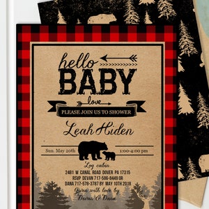 BUNDLE Buffalo Plaid Baby Shower Invitation Rustic Boy Baby Shower Invitation Decor Lumberjack Baby Shower Invitation Red Plaid image 2