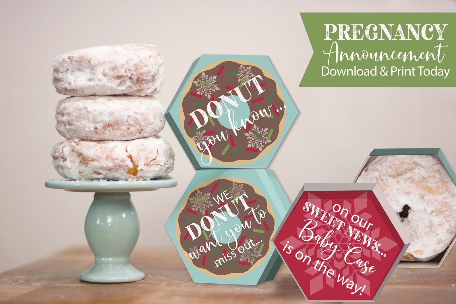 Christmas Pregnancy Announcement Donut Box Printable - Etsy
