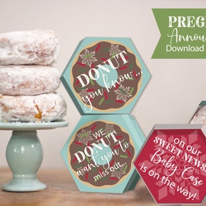 Christmas Pregnancy Announcement Donut Box - Printable - Grandparents ...