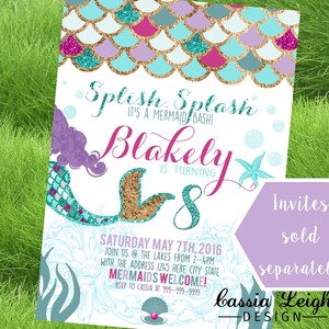 Purple Mermaid Birthday Decor, under the sea party, Mermaid Birthday Party, Personalize, Instant Download girls birthday image 7