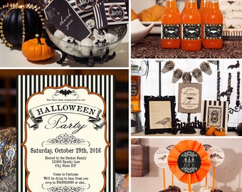 Halloween Party Invitation WITH Decorations Printable - Halloween Birthday Decorations - Halloween Invite Party Package - Halloween Supplies