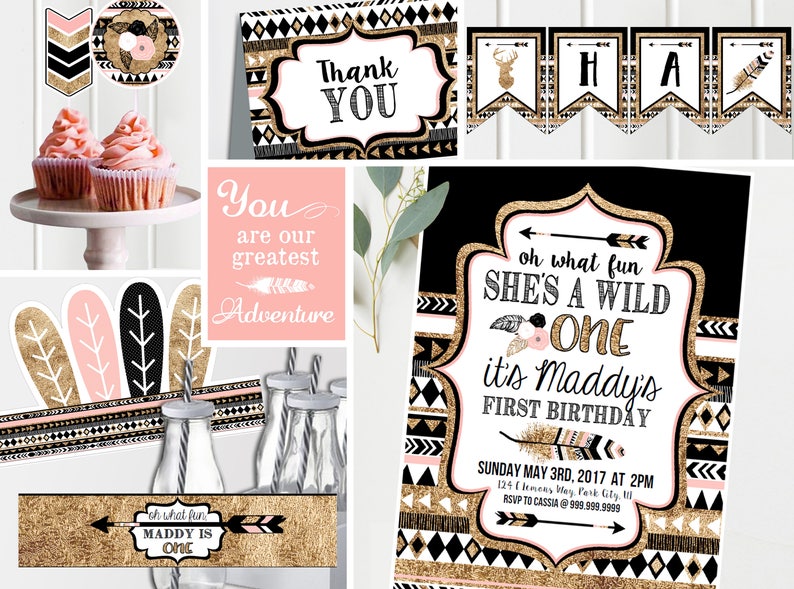 Tribal Wild One Birthday Invites and Decorations Printable - Etsy