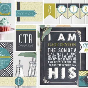 Boys LDS Baptism Decorations - Choose the Right - Grey Teal Green - Baptism Celebration - Digital Files