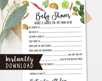 Fiesta Baby Shower Game - Baby Advice & Wishes - printable - ACTUALLY FUN shower games -Taco Bout Love Baby Shower Southwestern Shower TF117