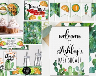 Bundle & Save - Taco Baby Shower Decor- Baby Shower - Cactus, Taco Bout a Baby Shower, Fiesta Southwestern - Instant Download TF117